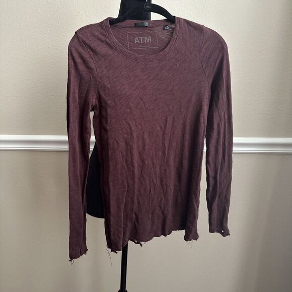 ATM Anthony Thomas Melillo Top XS/TP Long Sleeve Grunge Distressed - Picture 1 of 4